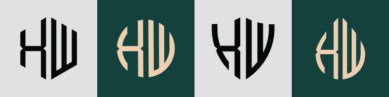 creatief gemakkelijk eerste brieven xw logo ontwerpen bundel. vector
