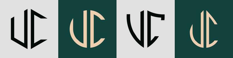 creatief gemakkelijk eerste brieven uc logo ontwerpen bundel. vector