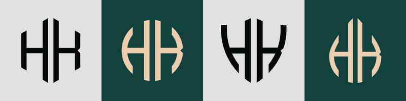 creatief gemakkelijk eerste brieven hk logo ontwerpen bundel. vector