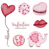 Valentijnsdag set elementen ballon, lippen, dise en meer. sjabloon voor sticker kit, groet, gefeliciteerd, uitnodigingen, planners. vector illustratie