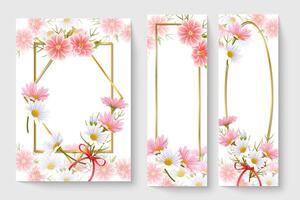 botanische kaart met roze bloemen, bladeren. lente ornament concept. bloemen poster, uitnodigen. vector lay-out decoratieve wenskaart of uitnodiging ontwerp achtergrond. hand getekende illustratie