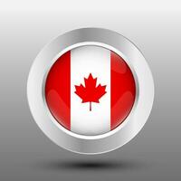 Canada ronde vlag metaal knop achtergrond vector