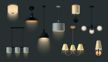 interieur lampen realistisch reeks vector