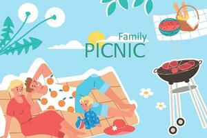 familie picknick vlak collage vector