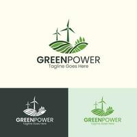 hernieuwbaar energie fabriek logo groen energie logo ontwerp eco macht fabriek vector