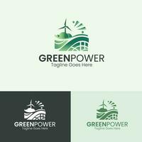 hernieuwbaar energie fabriek logo groen energie logo ontwerp eco macht fabriek vector