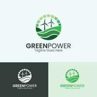 hernieuwbaar energie fabriek logo groen energie logo ontwerp eco macht fabriek vector