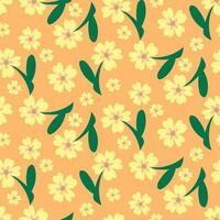 naadloos achtergrond van een bloeiend zomer weide met geel bloemen. groente achtergrond voor mode, behang, afdrukken. teder achtergrond. vector bloemen in tekenfilm stijl. kinderen bloem ontwerp