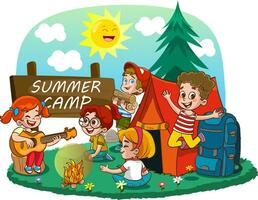 vector illustratie van kinderen zomer kamp