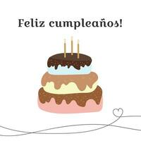 feliz cumpleanos verjaardag groet kaart taart illustratie vector