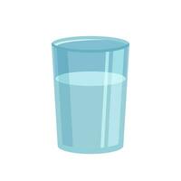 vector illustratie van een glas van water. drinken water, blauw transparant glas.