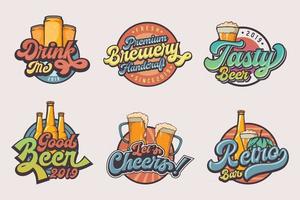 set vintage bierlogo vector