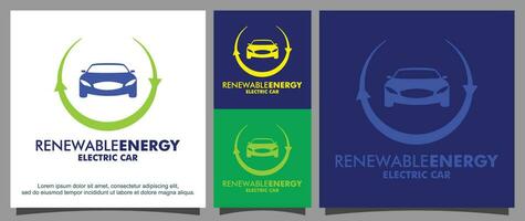 auto met hernieuwbaar energie logo sjabloon vector