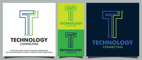 modern brief t voor technologie logo sjabloon vector