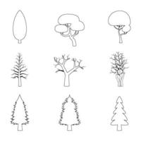 lijn kunst winter of Kerstmis bomen set. divers Kerstmis bomen. vector