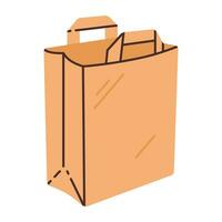 milieuvriendelijk papier zak voor boodschappen doen in een op te slaan geïsoleerd Aan een wit achtergrond. Zero waste winkelen. vlak modern vector illustratie.