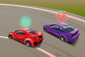 burn-out auto, game sportwagen drift voor punt in het spel. vectorillustratie in 3D-stijlontwerp vector