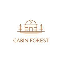 cabine Woud huisje logo ontwerp minimalistische met pijnboom boom vector