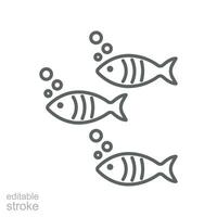 vissen, zee dier lijn icoon. drie dezelfde vis zwemmen samen net zo een deel van aquatisch dier logo. vissen groep. schets pictogram. bewerkbare hartinfarct. vector illustratie. ontwerp Aan wit achtergrond eps10
