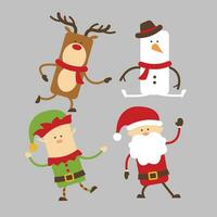 schattig tekenfilm tekens hebben de kerstman claus, rendier, sneeuwman en elf, vector
