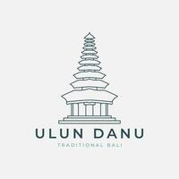 ulun danu lijn kunst logo vector illustratie sjabloon ontwerp. icoon traditioneel cultuur Bali