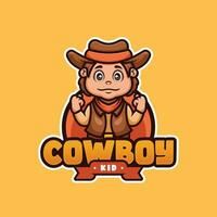 cowboy kind tekenfilm mascotte logo vector