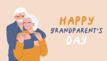 grootouders dag. groet kaarten. opa en grootmoeder illustratie. familie generatie. senior mensen daten. oud ouders vrije tijd. ouderen paar recreatie. vector illustratie