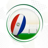 vlag van Paraguay Aan rugby bal. ronde rugby icoon met vlag van Paraguay. vector