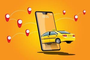 bezorgtaxi-service met smartphone-applicatie vector