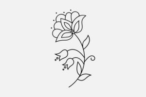 gemakkelijk zwart schets hand- getrokken bloem ontwerp elementen vector