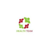mensen logo en Gezondheid team logo. groep samenspel symbool van vier personen in een cirkel vector