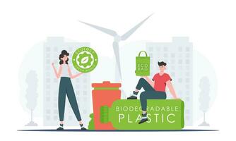 concept van groen wereld en ecologie. eco mensen. mode neiging vector illustratie.