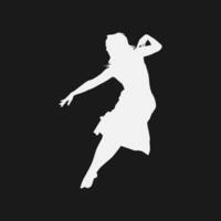 hoog details van ballerina silhouet. minimaal symbool en logo van sport. fit voor element ontwerp, achtergrond, banier, achtergrond, omslag, logo. geïsoleerd Aan zwart achtergrond. vector eps 10