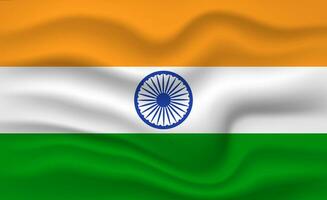 realistisch golvend Indië land vlag vector illustratie