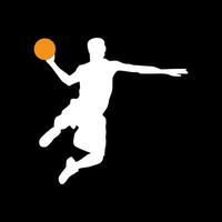 hoog details van basketbal speler silhouet. minimaal symbool en logo van sport. fit voor element ontwerp, achtergrond, banier, achtergrond, omslag. vector eps 10