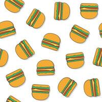 hamburger naadloos patroon Aan een wit achtergrond. heerlijk hamburger thema illustratie vector