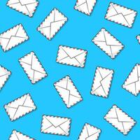 luchtpost envelop naadloos patroon Aan een blauw achtergrond. post envelop thema vector illustratie