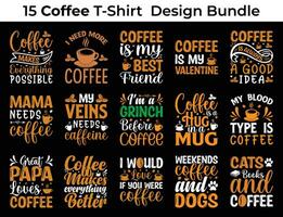 koffie bundel typografie t-shirt ontwerp vector