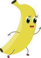 banaan kawaii Aan een wit achtergrond vector