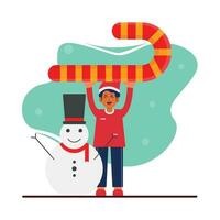 verhogen Kerstmis snoep met sneeuwman vector