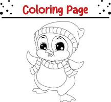 gelukkig Kerstmis pinguïn kleur bladzijde voor kinderen vector
