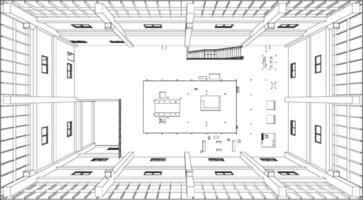 3d illustratie van industrieel gebouw vector