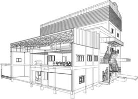 3d illustratie van industrieel gebouw vector