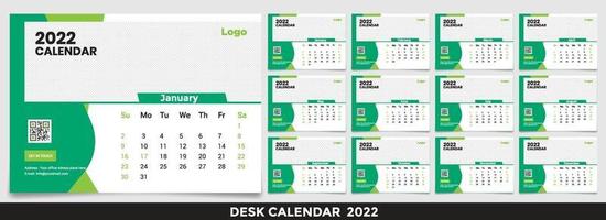 kalender 2022, set bureaukalender sjabloonontwerp met plaats voor foto en bedrijfslogo. de week maandag op zondag. set van 12 maanden vector