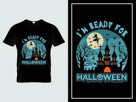 halloween t overhemd ontwerp illustratie vector citaat ik ben klaar voor halloween