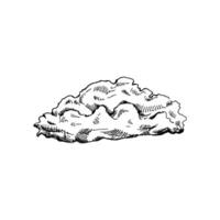 hand getekend schetsen van wolk Aan wit achtergrond. eco concept. tekening vector illustratie.
