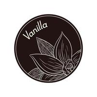 vintage stijl vanille bloem in cirkel label of logo sjabloon vector