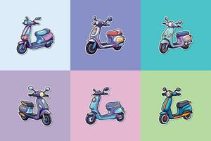 elektrisch scooter sticker. kawaii tekenfilm illustratie vector