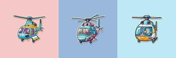 helikopter sticker. kawaii tekenfilm illustratie vector