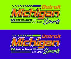 Michigan stad racing lettertype, voor afdrukken Aan t overhemden enz. vector